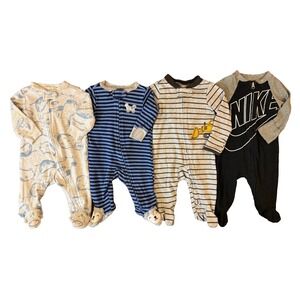 Carters Nike Baby Boy 3 Months Footed Sleepers Pajamas Outfits Clothes Lot Logo